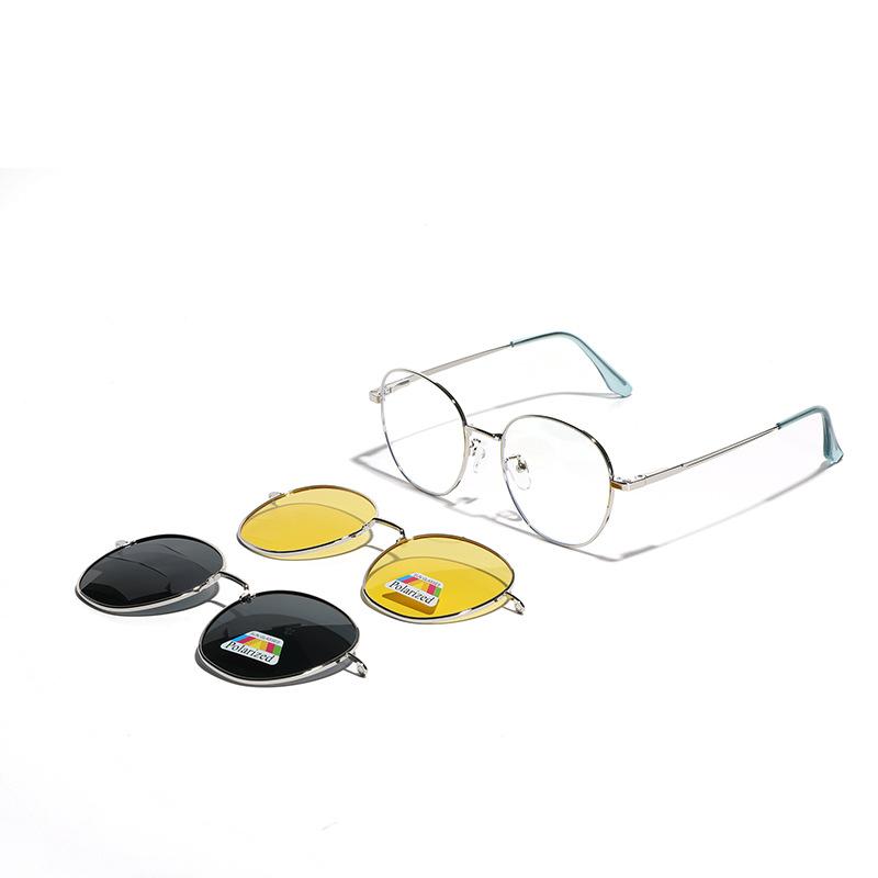Metal Glasses Round Magnetic Polarizing Glasses Men'S Retro Polarizing Sunglasses Women Can Do Myopia Frame
