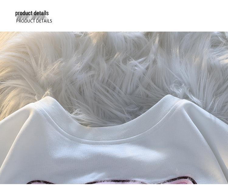 Guochao Oversized Flocked Cute Tiger Tee – Unisex Short-Sleeve, Niche Design, Couple Outfits