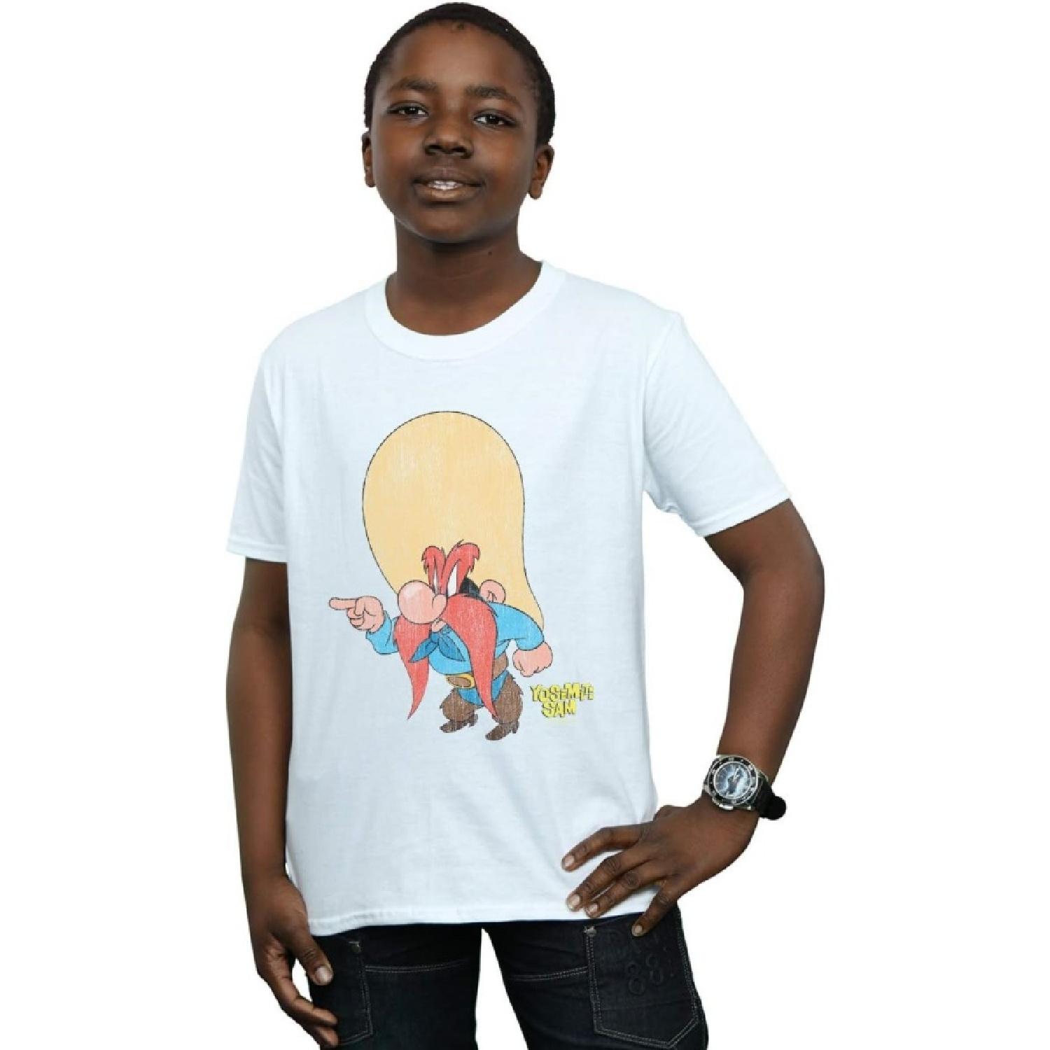 Looney Tunes Boys Yosemite Sam Distressed T-Shirt White 7-8 Years, White S