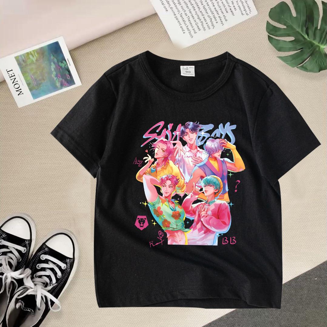 

Детская одежда K-pop Demon Hunters Футболка с коротким рукавом Милая K-pop Demon Hunters Тигр Харадзюку Футболка для мальчиков девочек 150