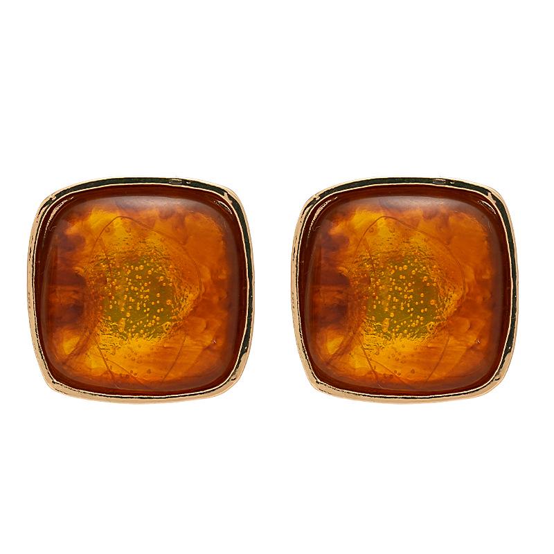 Iridescent Resin Geometric Sterling Silver Earrings for Women - Vintage, Minimalist, High-End Style