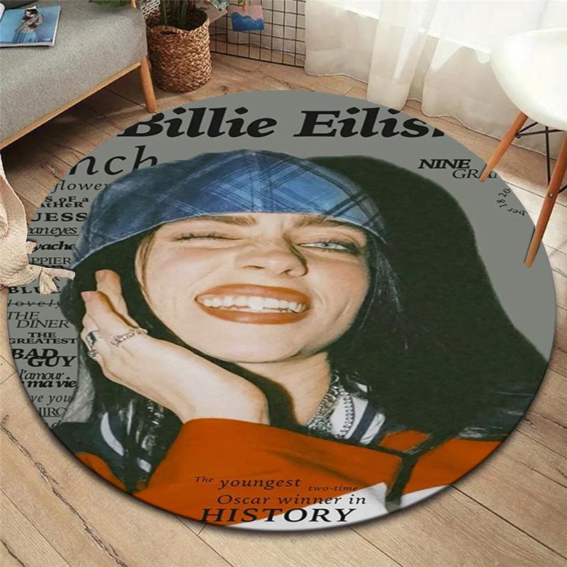Billie Eilish Round Area Rug,Carpet Rug for Living Room Bedroom Sofa Playroom Decor,Non-slip Floor Mat