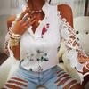 Sommer Neues Damenoberteil Geblümt Schulterfrei Spitze Spleißen Langarm T-Shirt für Damen
