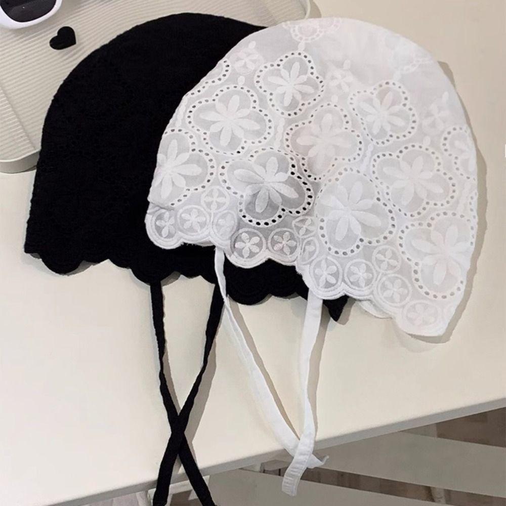 Y2k Embroidered Lace Hat Breathable Skullcap Sweet Beanies Hat  Outdoor