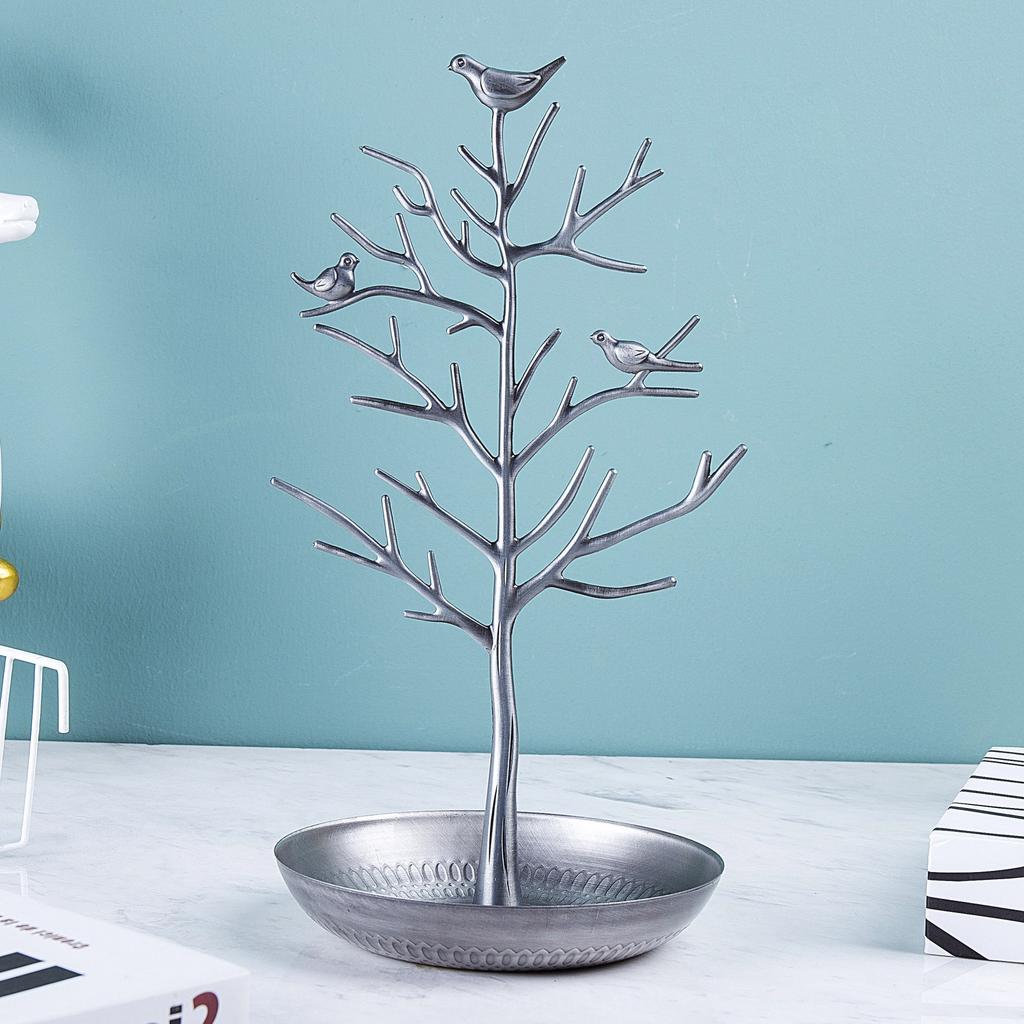 Creative Metal Bird Tree Design Jewelry Display Stand Earring Ring Bracelet Necklace Storage Rack Desktop Organizer Counter Prop