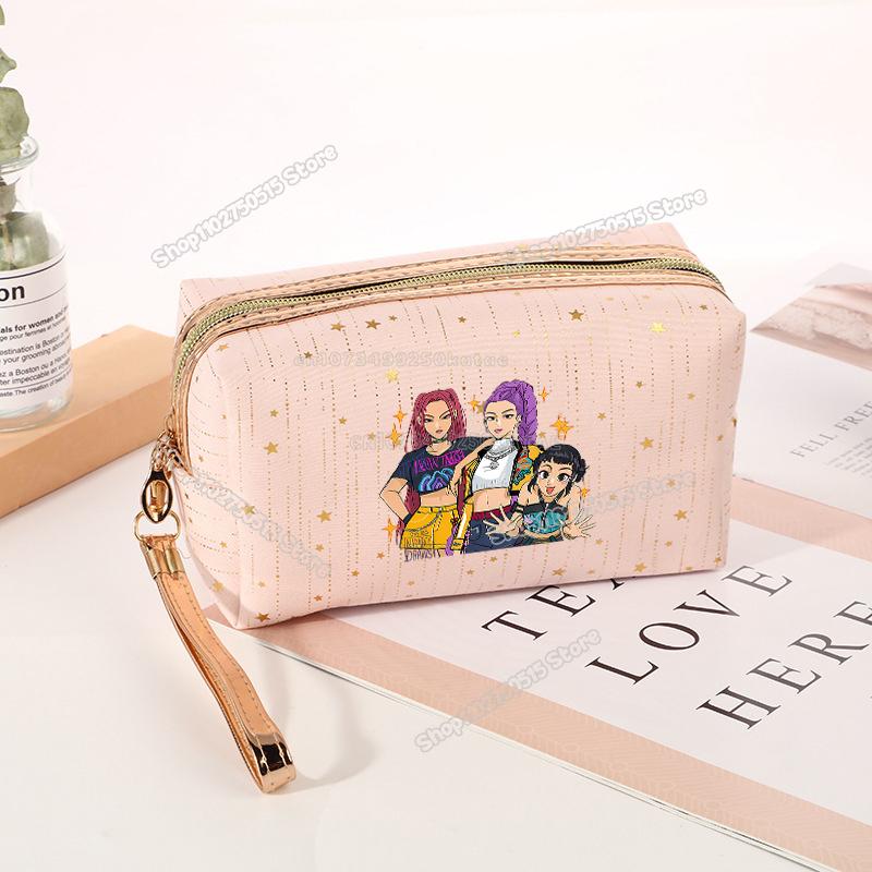Borsa per Cosmetici Demon Hunters KPop Rumi Mira Zoey Borsa Clutch per Trucco da Ragazza Organizzatori per Pennelli da Trucco da Viaggio da Donna Necessaire
