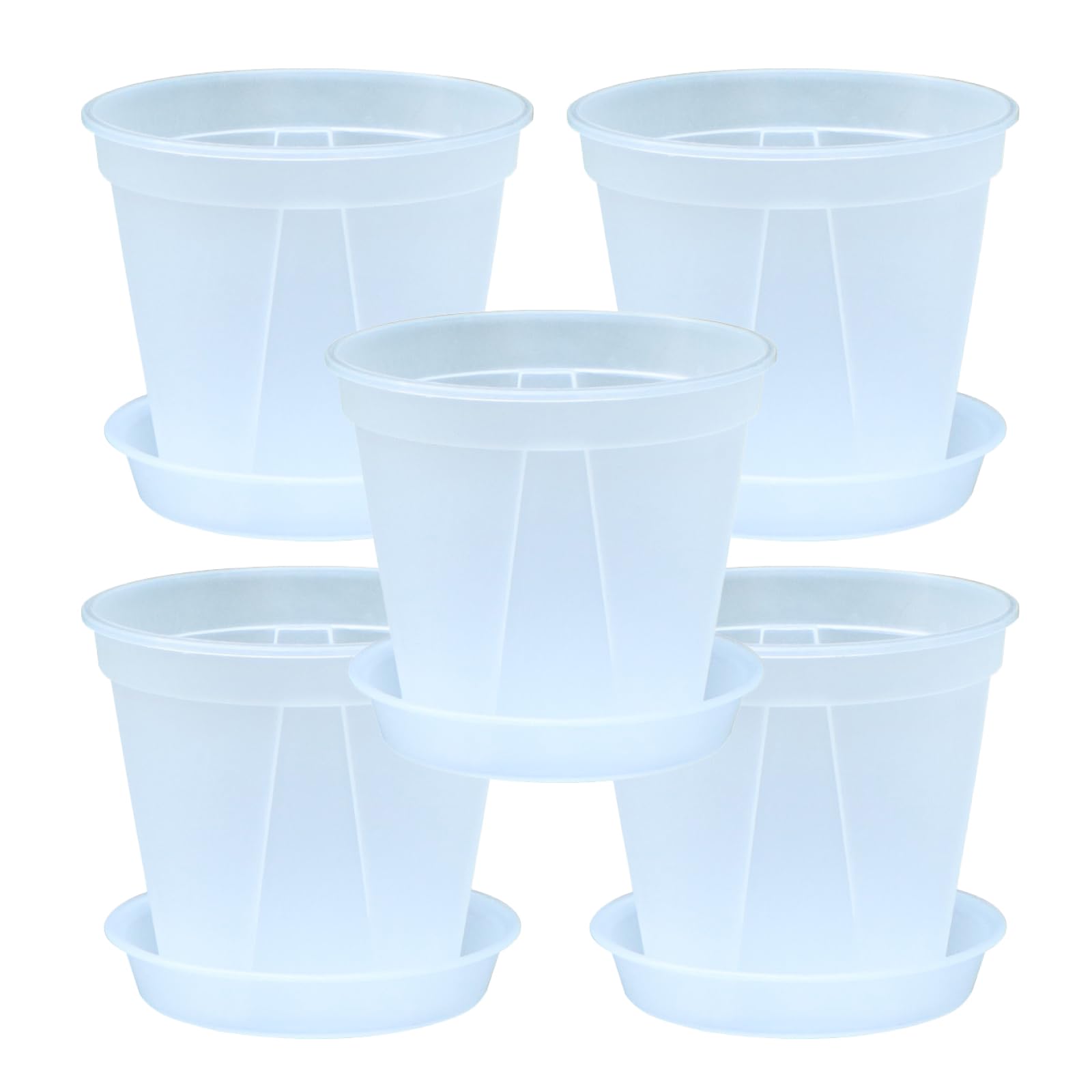 

nijimomo Набор из 5 прозрачных пластиковых горшков с прорезями и поддонами для комнатных растений, легкие 4 5 No. нет. (нет. 4)