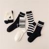Casual Warm Comfortable Breathable Simple Soft Women Socks Stripe Middle Tube Socks Cotton Hosiery