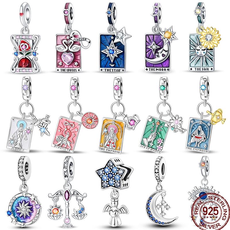 New Copper Tarot Star Moon Sun Cross Bible Holy Blessing Amulet Beads Fit 3Mm Original Bracelet Diy Gift