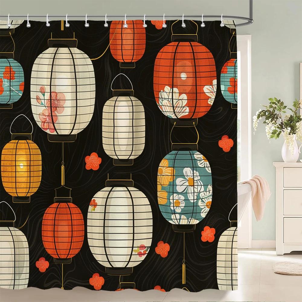Japanese-style Shower Curtain 3d Ink Painting Bathroom Curtain Waterproof  With Hooks 180*240CM Shower Curtain Polyester Fabric