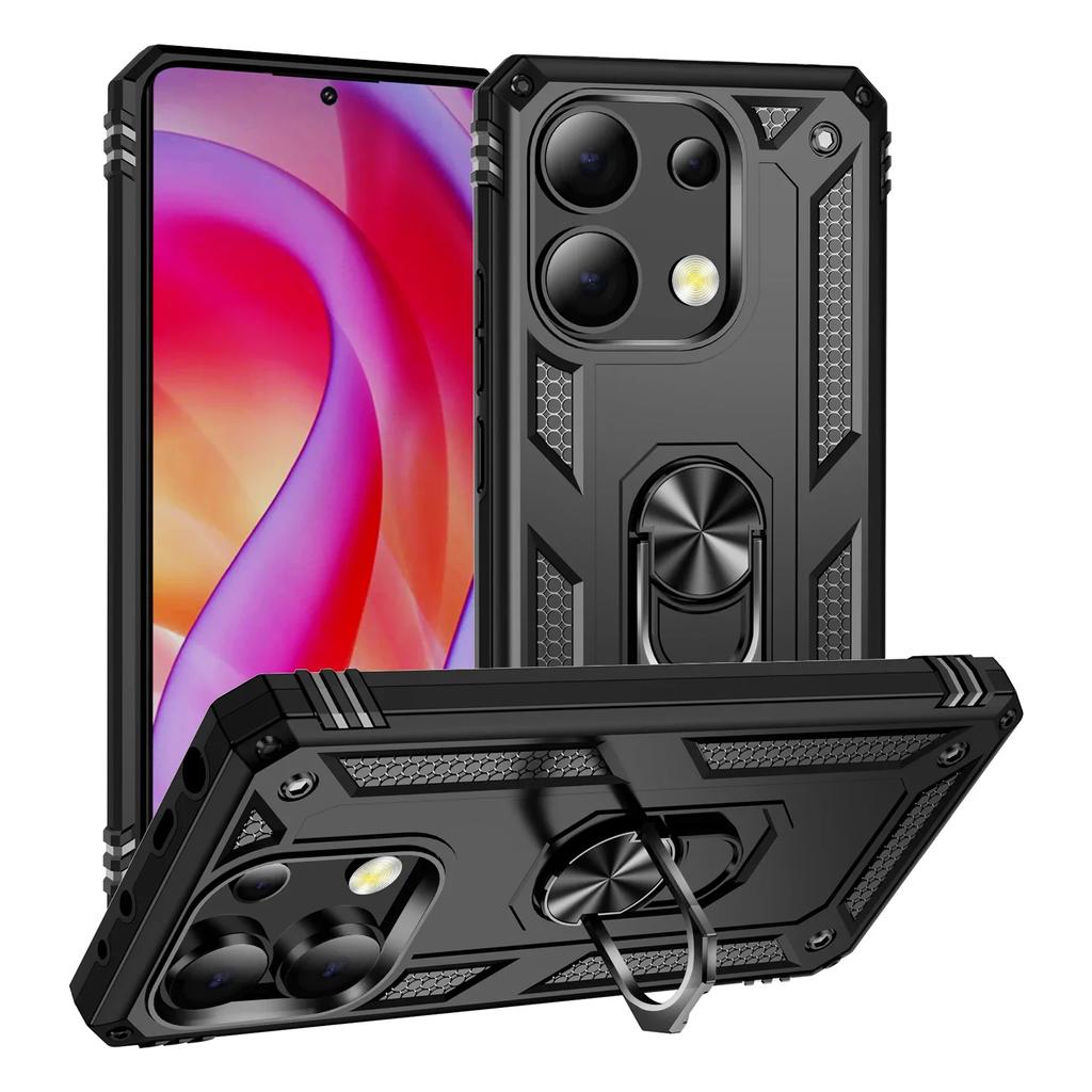 Shockproof Bumper Armor Anti-fall Case For Xiaomi Redmi Note 13 12 11 10 Pro Plus 11S 11T 10T 10C 10S 5G Magnet Metal Ring Cover