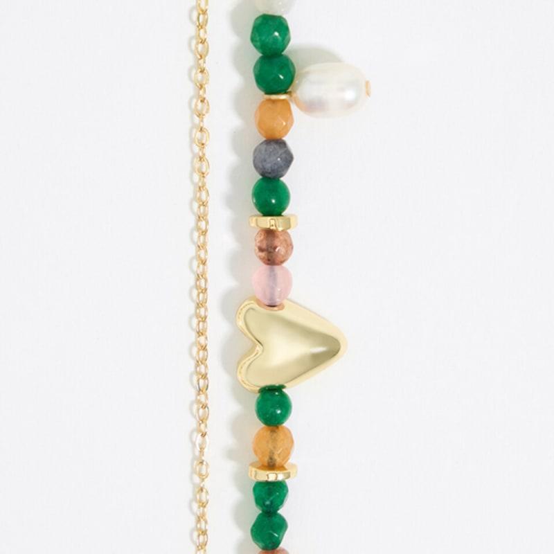 

BIMBA Y LOLA Gold Heart & Green Stone Necklace B246AIU006GNF Green_FREE