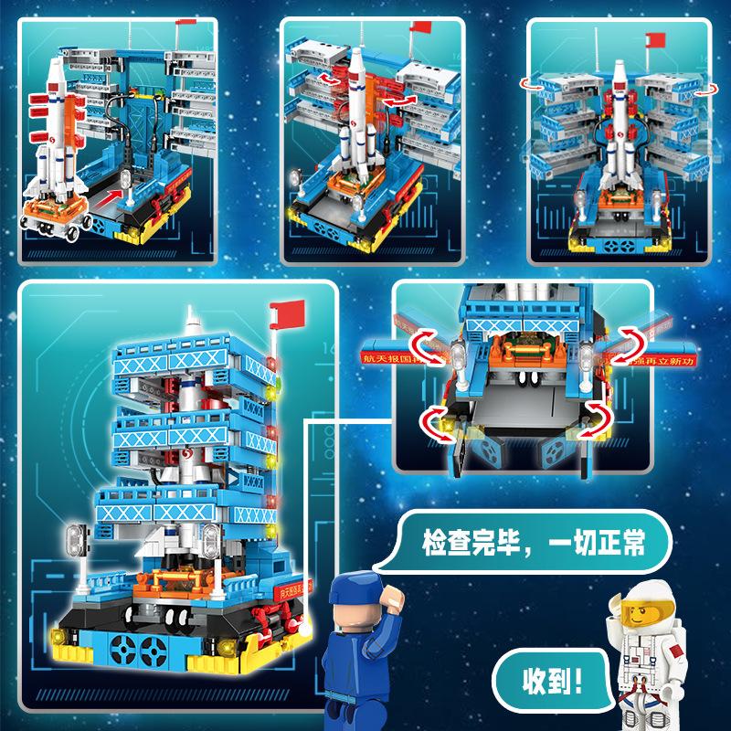 Seria Kosmiczna Rakieta Kosmiczna Sztuczny Satelita Eksploracja Księżyca Załogowy Statek Kosmiczny Klocki Model Biurkowy Zabawka