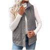 Women's Fashion Quilted Sleeveless Short Vest with Stand Collar Buttons and Zipper