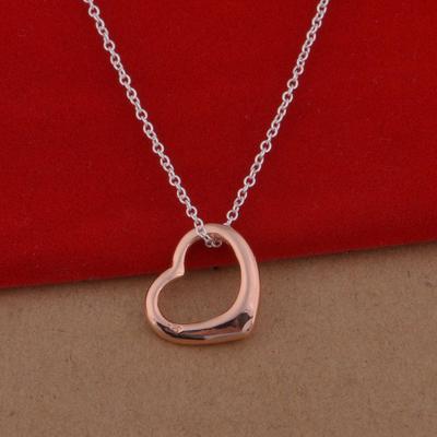 Korean Style Simple Heart Necklace In 925 Sterling Silver Plated