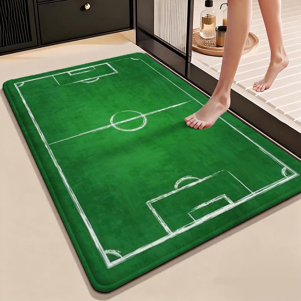 Green Soccer Field Indoor Rug Soft Nonslip Carpet For Living Room Play Area Hallway Home Party Decor Valentine'S Day Gift