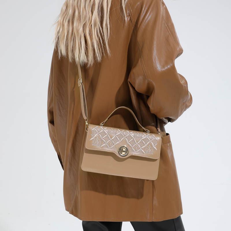 Lock Design Women's Bag New Printed Texture Women's Handbag Casual Foreign Style Shoulder Messenger Bag