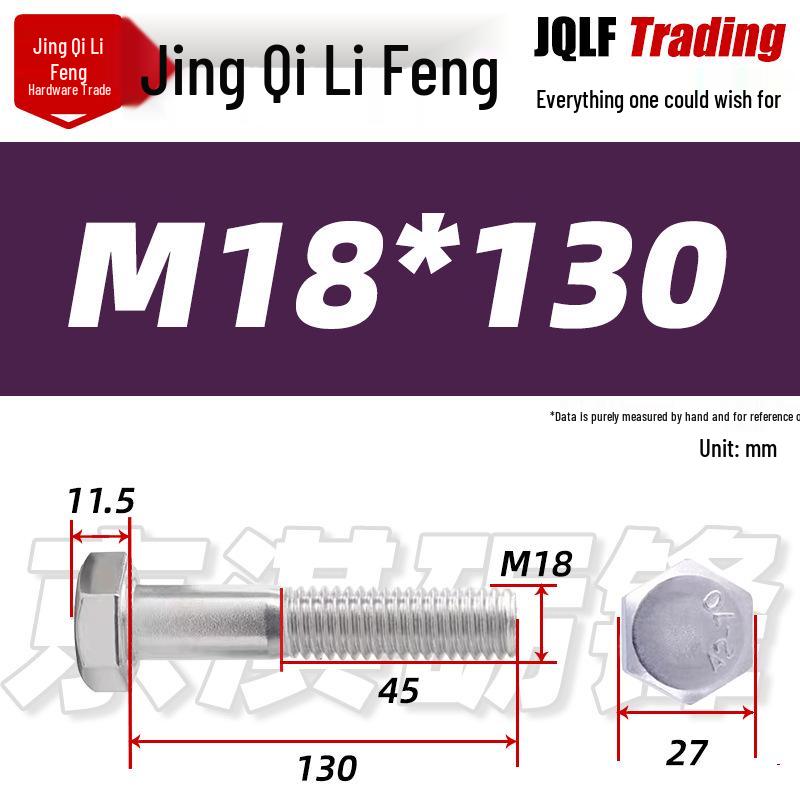 201 Stainless Steel Hex Head Bolt, Half Thread, M6-M30 Threaded Rod