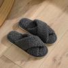 Plüschschuhe, Überkreuzriemen, Baumwollpantoffeln, Damenschuhe, Hausschuhe, Plüsch-Baumwollpantoffeln