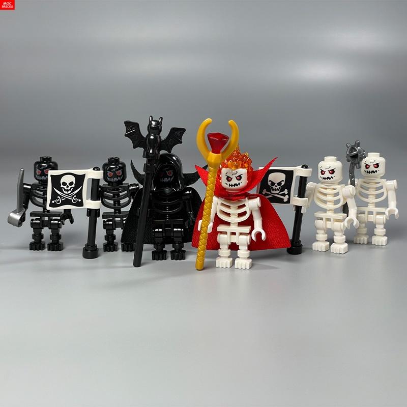 Einzelne MOC Steine DIY Dunkler Bote Magiergruppe Skelett Schädel Bausteine Figur Puppen Spielzeug für Kinder Geschenke