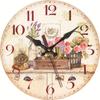 30CM Silent Wall Clock,Vintage Pattern Wooden Cardboard Wall Clock, European Retro Clock for Chic Home Office Cafe Decor