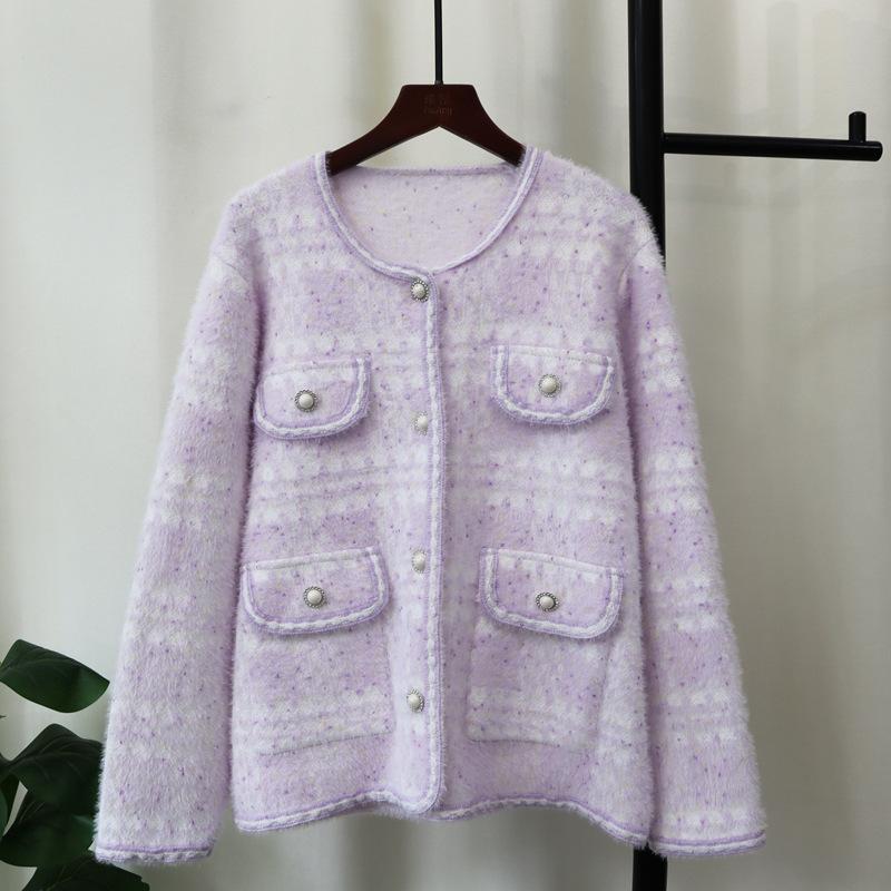 Imitation mink fleece sweater jacket autumn and winter new soft waxy loose temperament knitted cardigan women