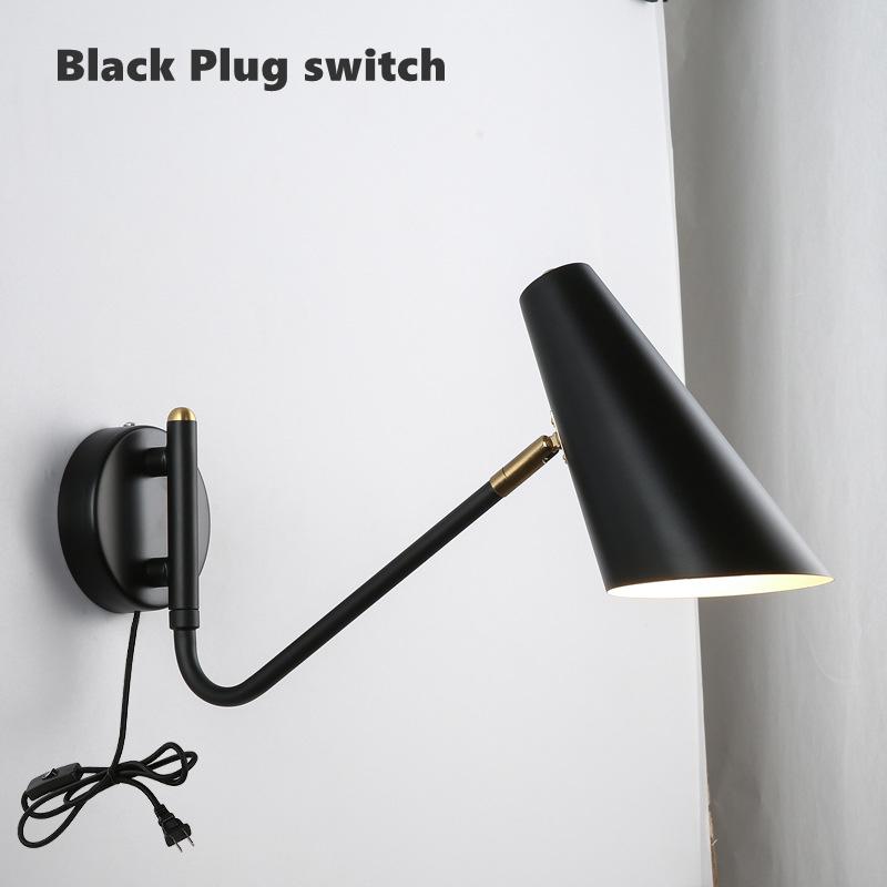 Industrial Folding LED Wall Lamp With Switch Vintage Adjustable Swing Long Arm E27 Bedside Decor Lighting Sconce Reading Lights
