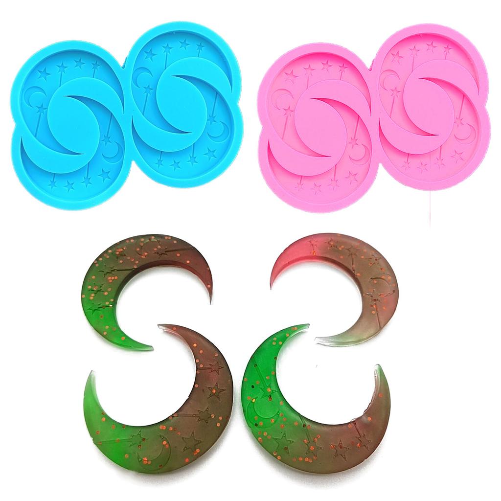 Moon and Stars Earring Decor Mold DIY Epoxy Resin Keychain Silicone Mold Christmas Pendant Mold Home Decorations Mold