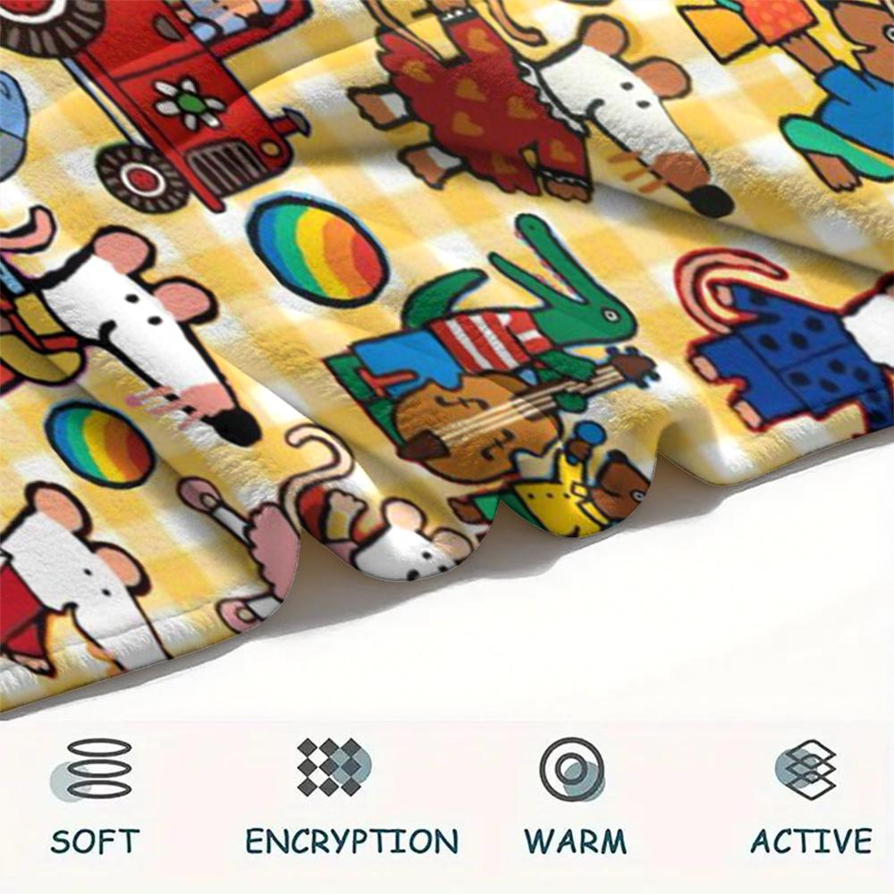 1pz Coperta in Flanella con Stampa Maisy Mouse, Alta qualità Confortevole per Tutte le Stagioni, Decorazione per la Casa, Calore e Comfort, Perfetta per Regali di Natale 81