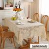 American Retro Beige Crochet Tablecloth - Knitted Non-Slip Hollow Design