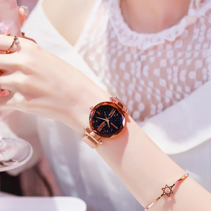 Fashion Women Watches Magnetic Starry Sky Female Clock Quartz Wristwatch magnet strap Luxury Ladies Dress Wristwatch gift