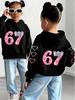 Kids Cute Donut Hoodie Cartoon Dessert Print Boys Girls Long Sleeve Pullover Sweatshirt Sweet Food Graphic Casual Tops Spring