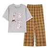 Pure Cotton Summer Sleepwear Set For Women With Chest Padding And Breathable Short Sleeve Long Pants For Home And Outdoors