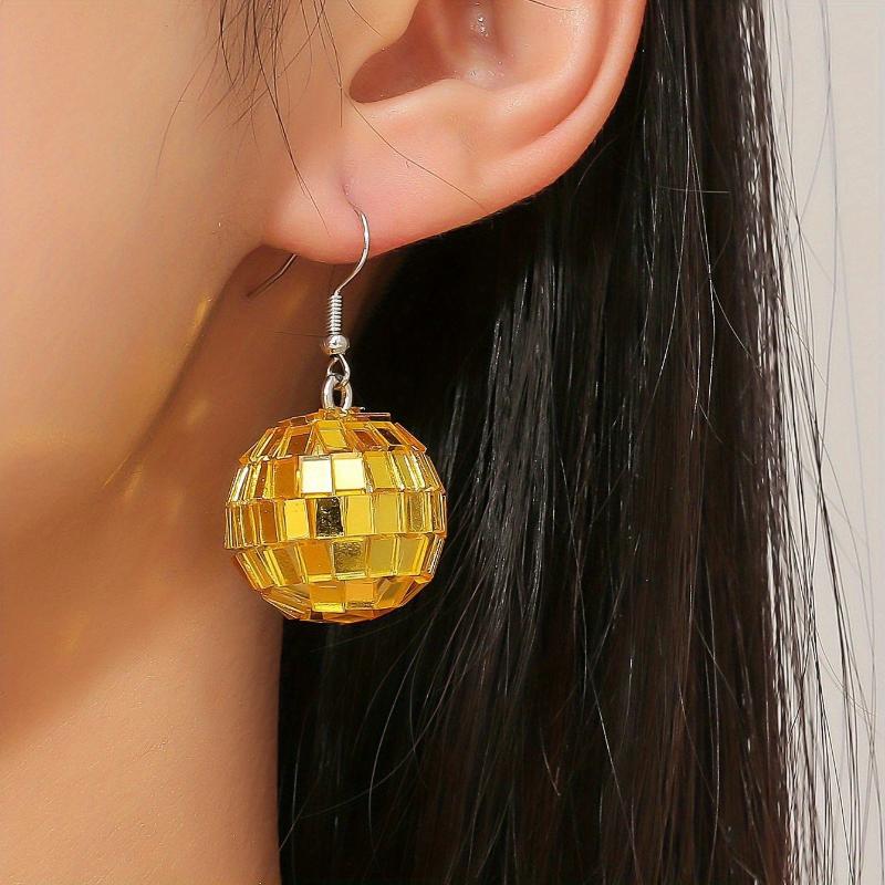 Stylish Retro Disco Ball Pendant Earrings For Women Birthday Gift Party
