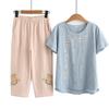 Women's Floral Pure Cotton Short Sleeve Summer Two-Piece Set