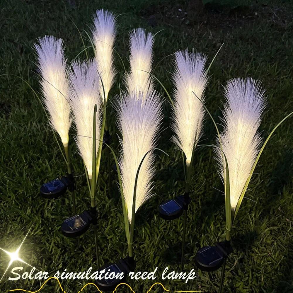 1-10PCS Solar Powered Simulation Reed Lamp Garden Light Outdoor Waterproof Fiber Landscape Lights Christmas Party Decoration