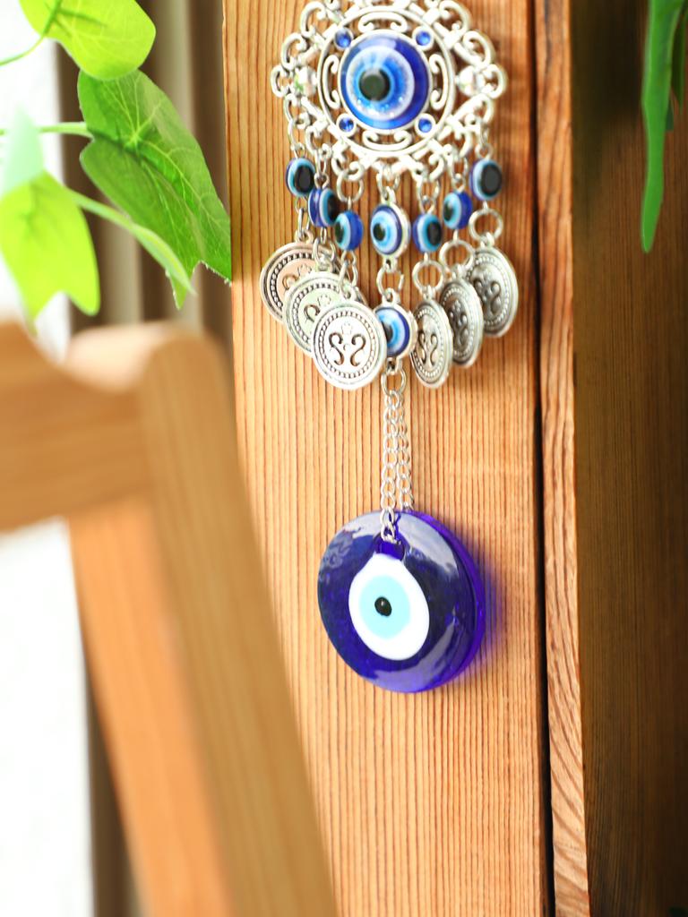 Boho Evil Eye Hanging Wall Decor Metal Pendant Wall Art Hanging Ornament Gothic Home Decor Garden Wind Chimes Outdoor Decoration