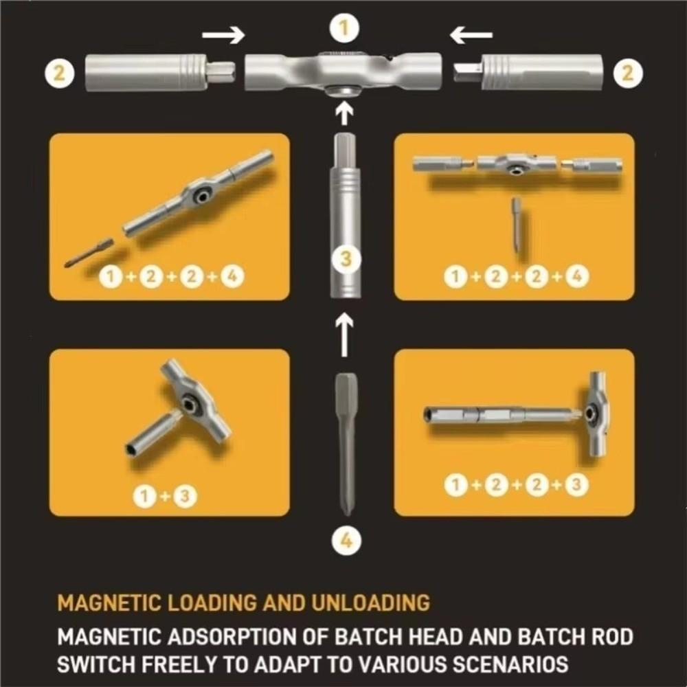 Multifunctional T-Handle Ratchet Screwdriver Magnetic Drive Screwdriver For Bicycle Repairs
