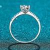 Korean Style Women's S925 Sterling Silver Six-Prong Diamond Ring, One Carat Fashionable Band