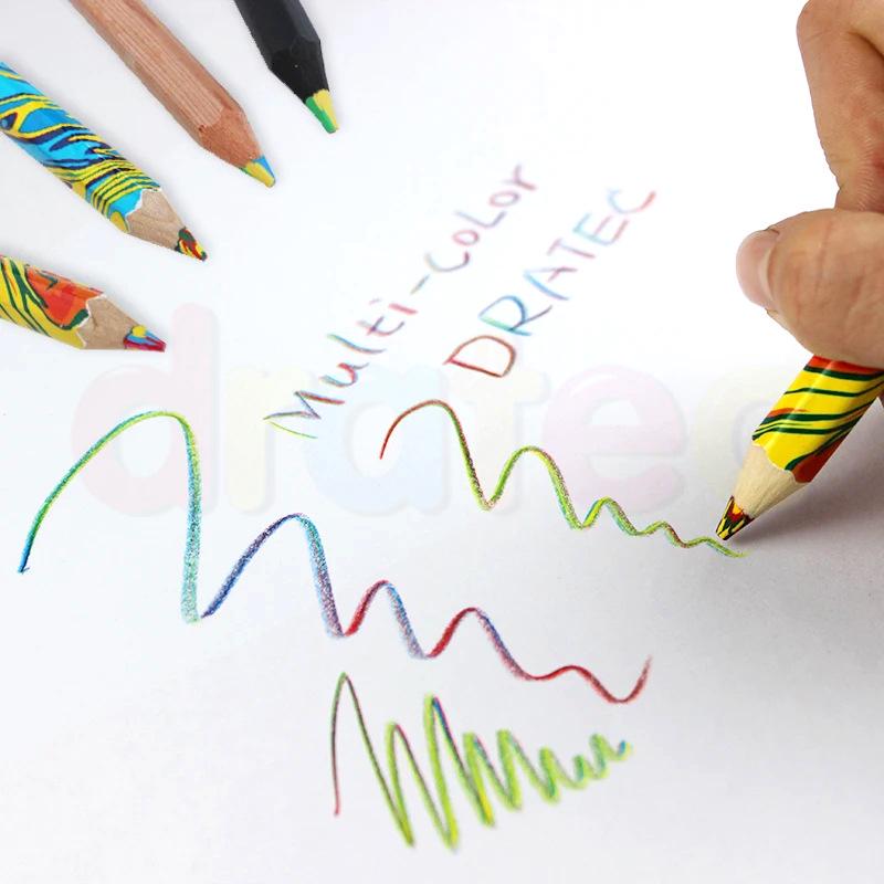 In-Stock Large Barrel 4-in-1 Rainbow Magic Colored Pencils with Thick Core.