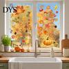 Pumpkin Harvest Wall Decor 5Pcs Autumn Maple Static Window Clings, Fall Stickers, Clings Glue-Free Removable for Thanksgiving Home Shop Glass