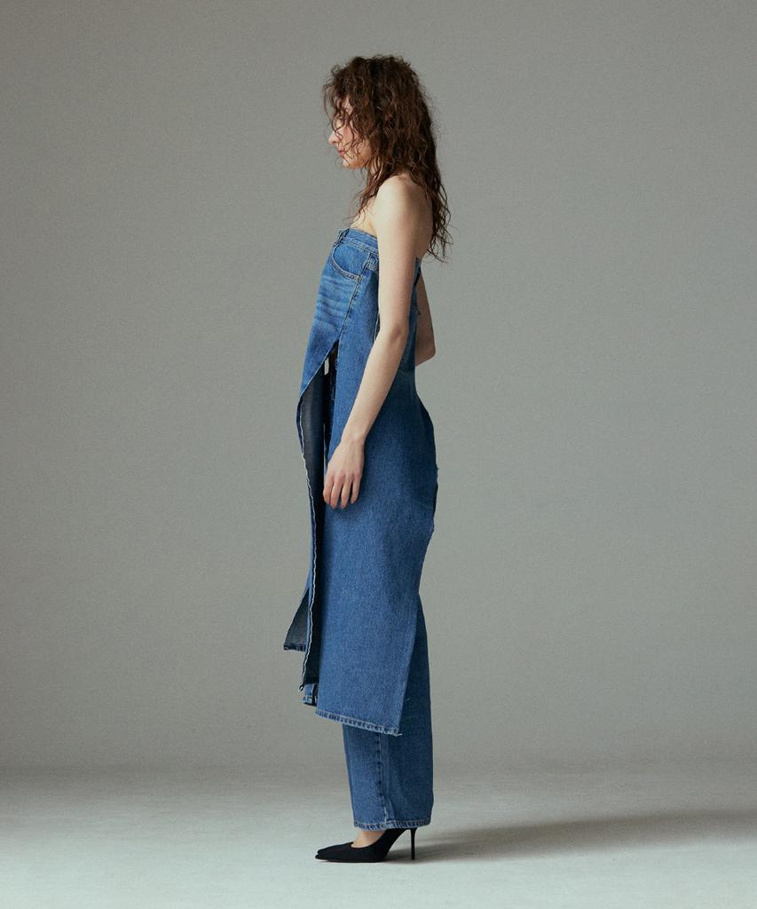 Meuameu Denim Pants Slit Top