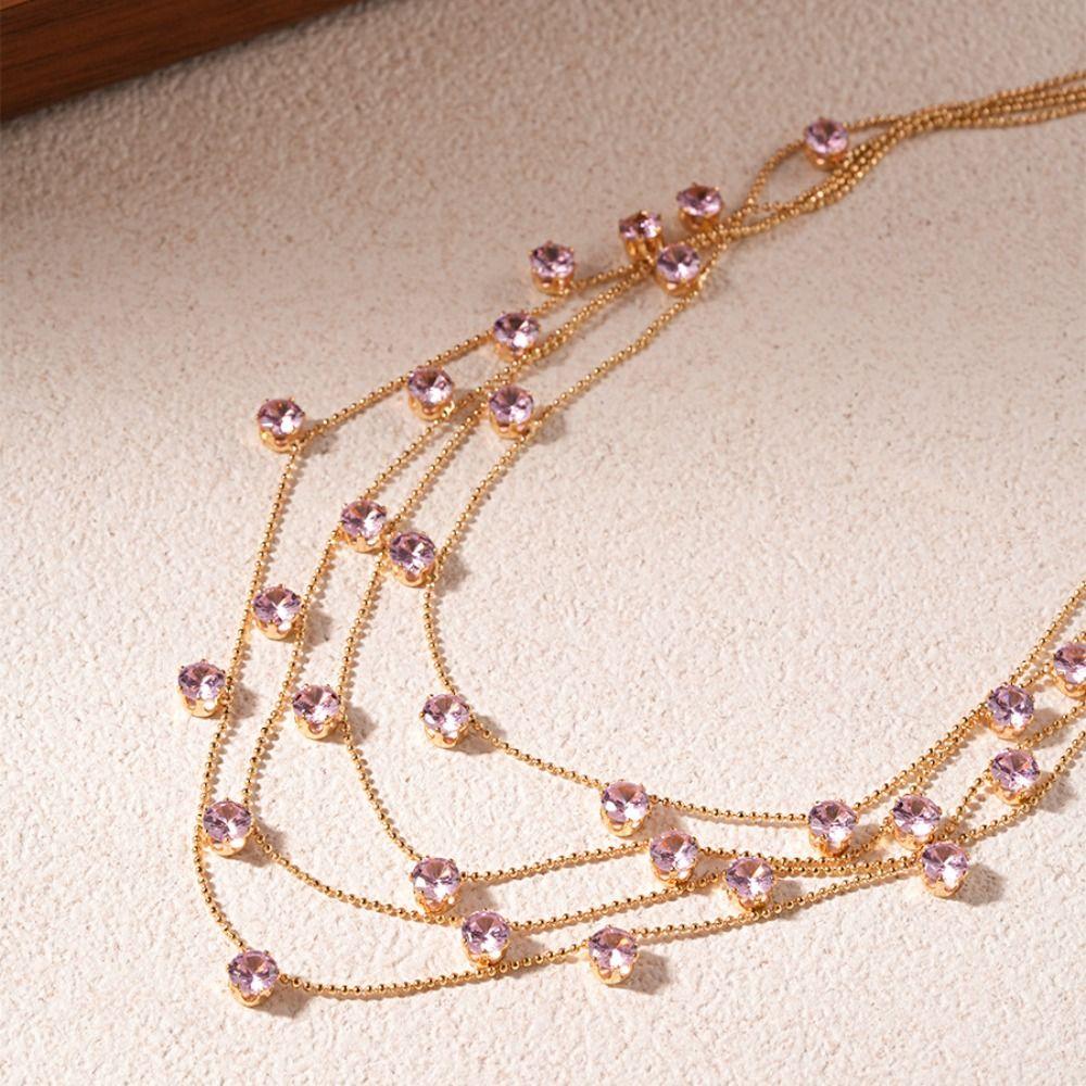 Elegant Vintage Rhinestone Necklace Exquisite Colored Crystal Necklace  Women