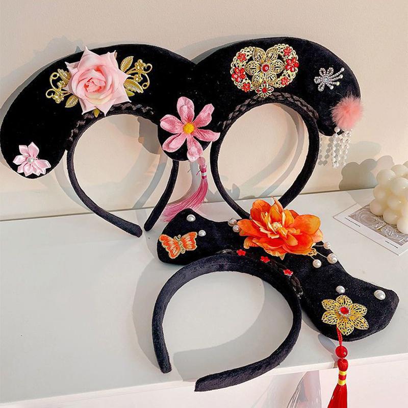 Copricapo in stile cinese con fiori, nappa, perla, stile antico, cerchietto per capelli da principessa, copricapo Hanfu, fermaglio per capelli Hanfu, donna