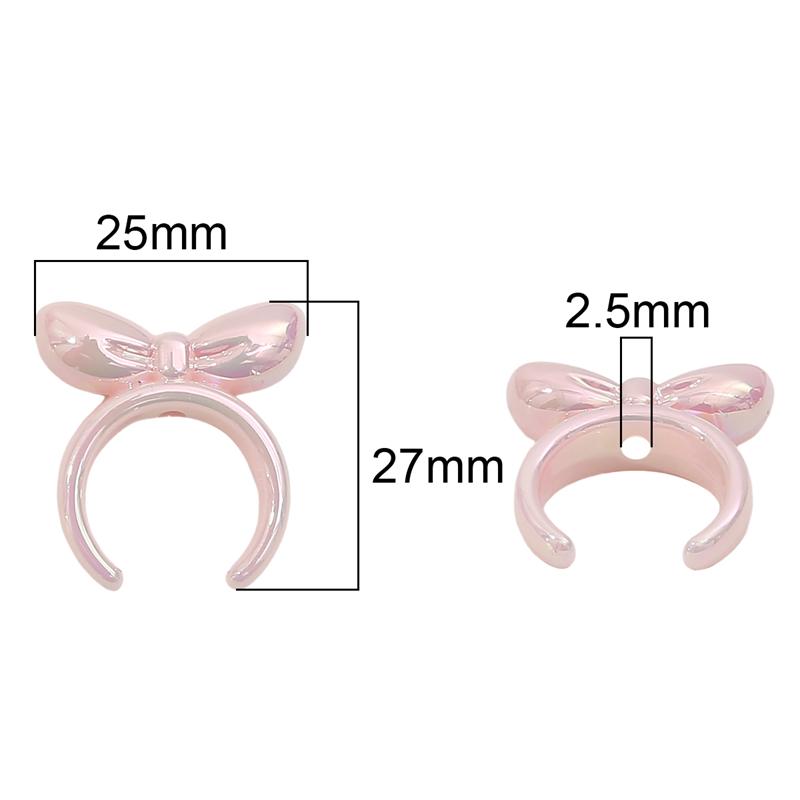 4pcs 25mm Acrylic Rabbit Bow Beads Charm for Necklace Keychain DIY Jewelry Craft Making
