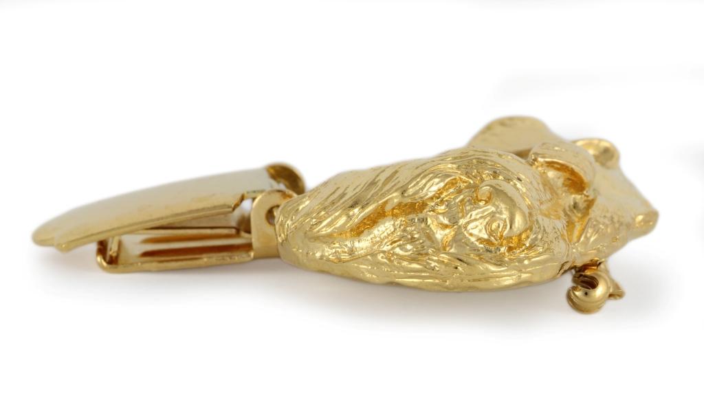 Schnauzer I - brooch with a clip, gold-plated holder for a start number, a gift for a dog show by Art-Dog brand.