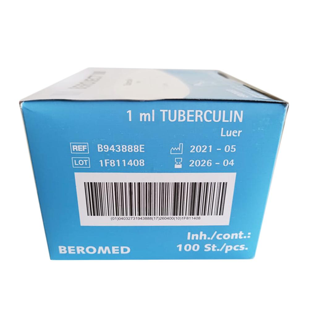 Tuberculin Syringe Without Needle 1Ml Luer Beroject Iii 100 Pcs