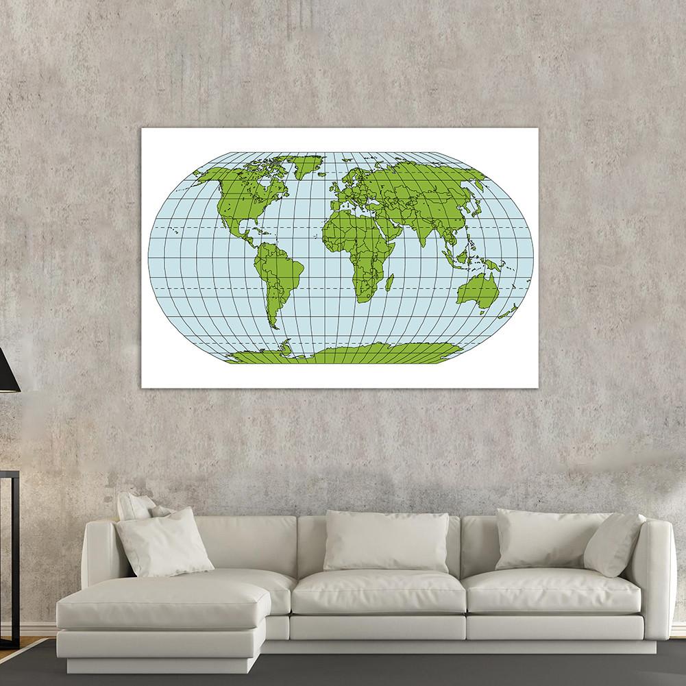 World Map Poster for Classroom Decor, Equal Area Earth Map Wall Art for Geography Education & Office Styling, Educational World Map Print