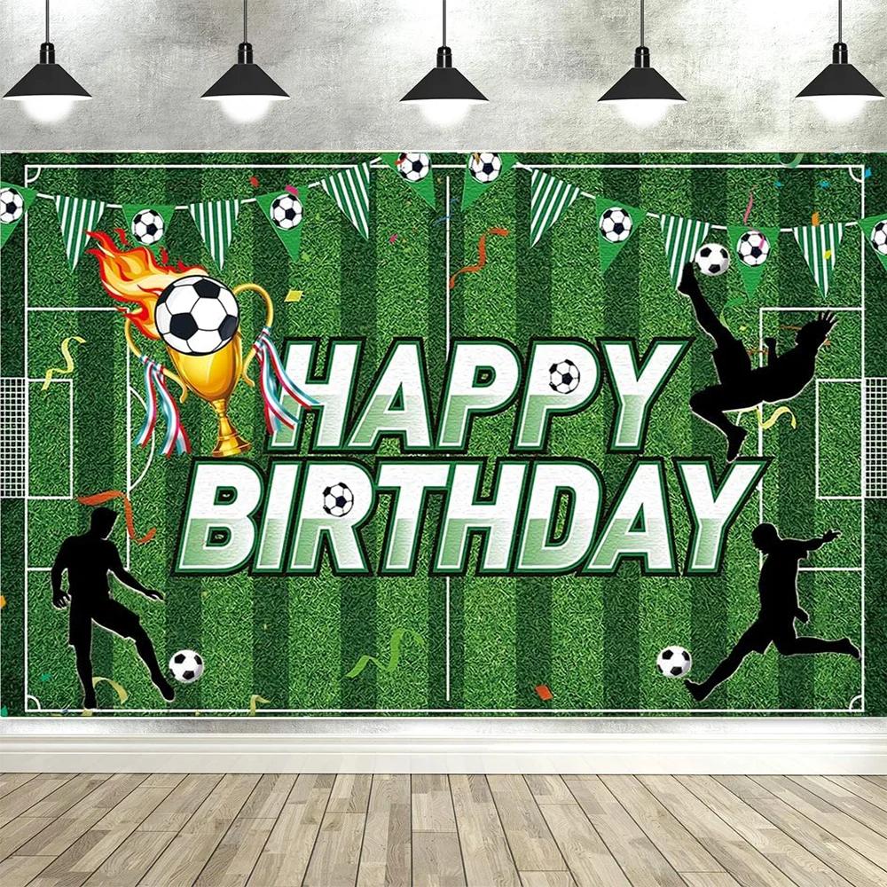 Soccer Stadium Birthday Backdrop – Boys' Party Decoration, Perfect For Cake Table Photo Background & Banner Props-Tapestry