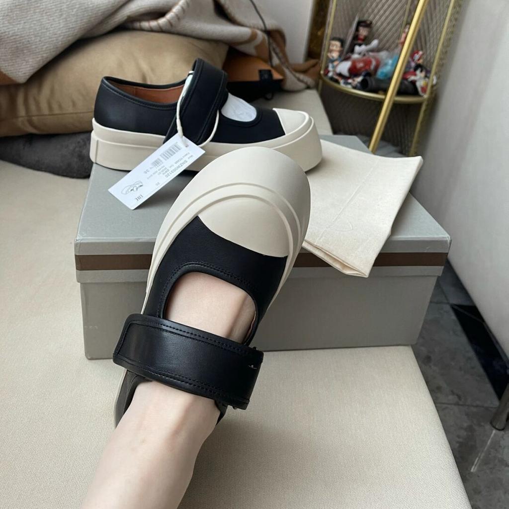 Sheepskin version~ Leather Velcro platform muffin shoes for women with Mary Jane shoes, ugly cute little white shoes, single shoes tide